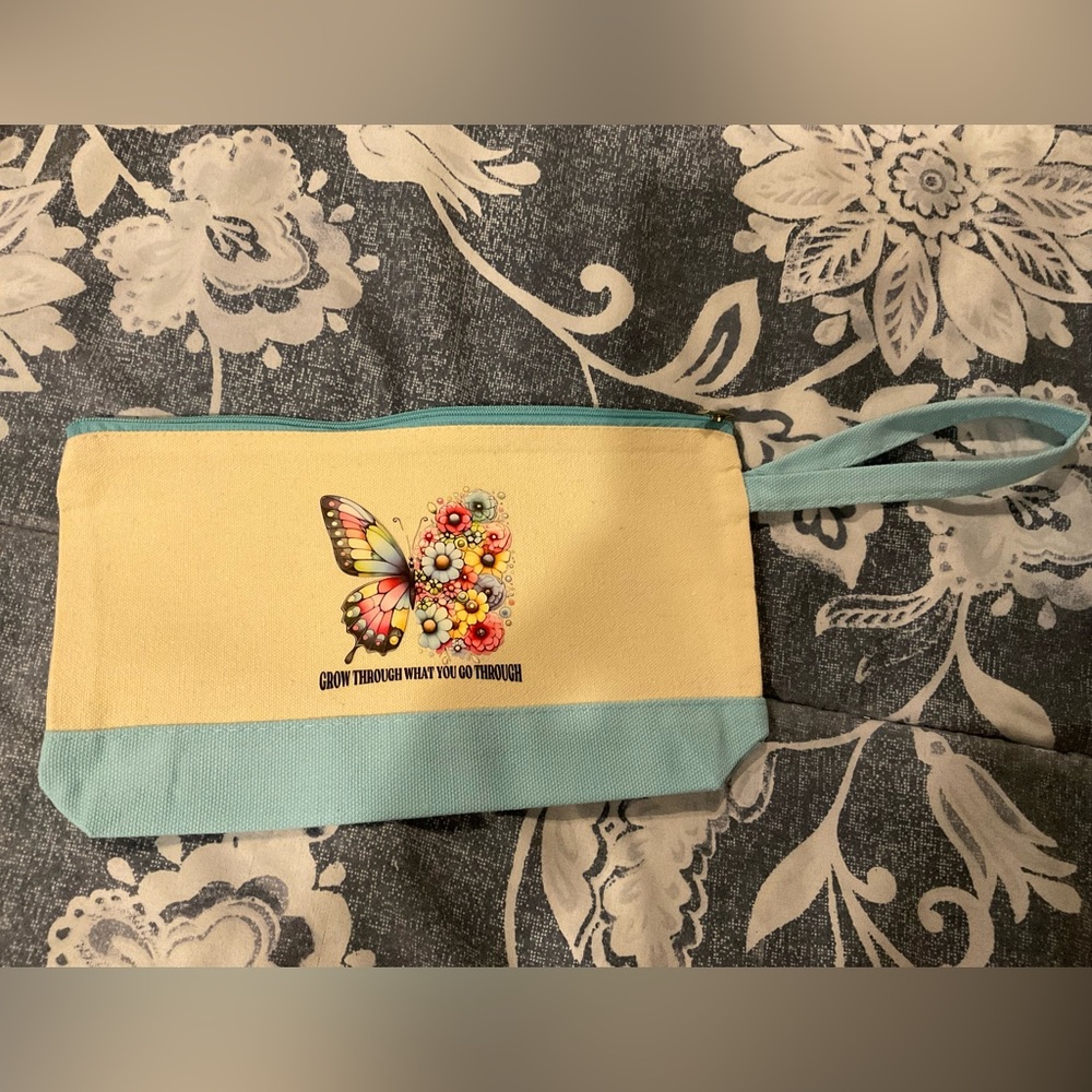 Butterfly Floral Canvas Pouch